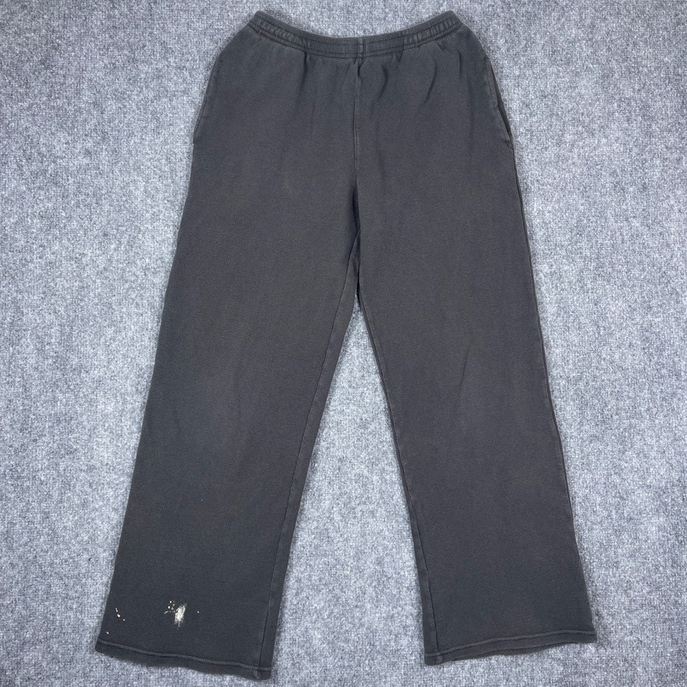 Brandy Melville Flared Waffle Knit Thermal Pants Womens‎ OS Gray Relaxed Lounge